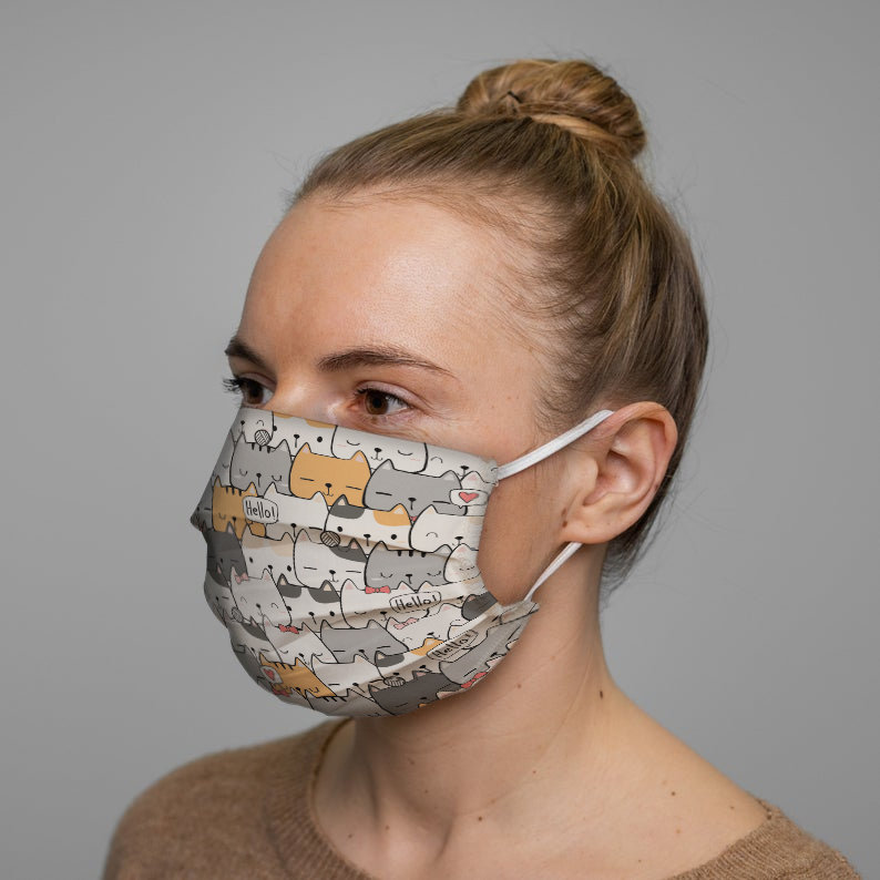 Cute Japanese Anime Cartoon Cats Face Mask