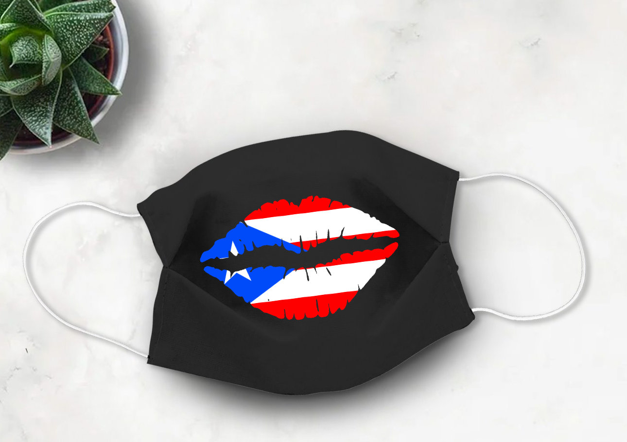 Puerto Rican Flag Lips Hola Face Mask