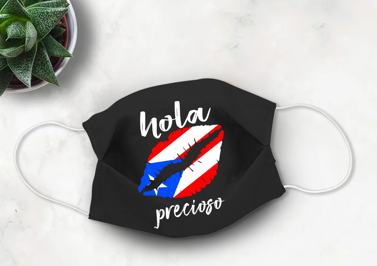 Puerto Rican Flag Lips Hola Face Mask