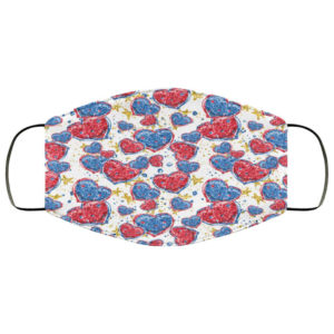Hearts July 4th American Flag Face Mask – Patriotic Mask 4th of July America Love Women Mask