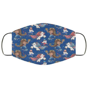 Black Mermaid  Unicorn July 4th American Flag Face Mask