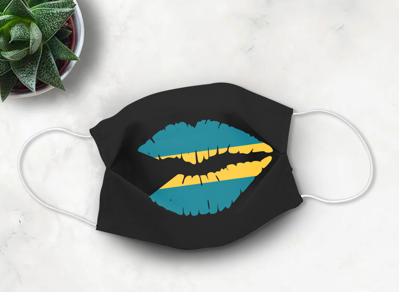 Bahamas Flag Lips Face Mask