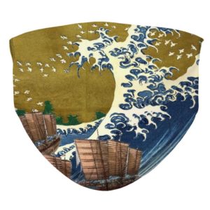 Japanese Wood Print Divine Wind off Kanagawa Victory Face Mask