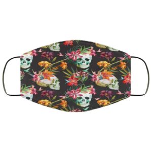 Skulls Tropical Flowers Halloween Face Mask