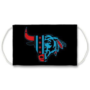 Chicago Sports Mashup with Chicago Flag Colors Bears Bulls Hawks Basketball Football Hockey Face Mask