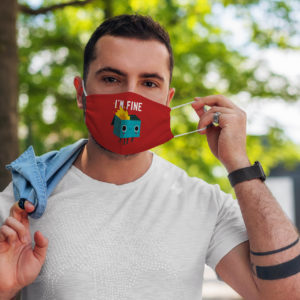 Dumpster Trash Bin Im Fine Internet Meme Quote Face Mask