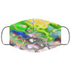 Fluid Paint Swirls Colorful Rainbow Pattern White Marble Face Mask