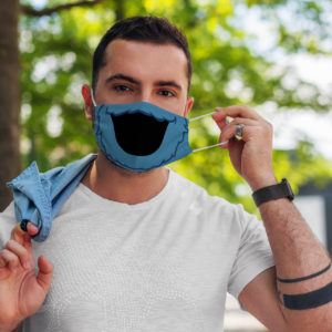 Cute Blue Monster Mouth Cartoon Reusable Face Mask