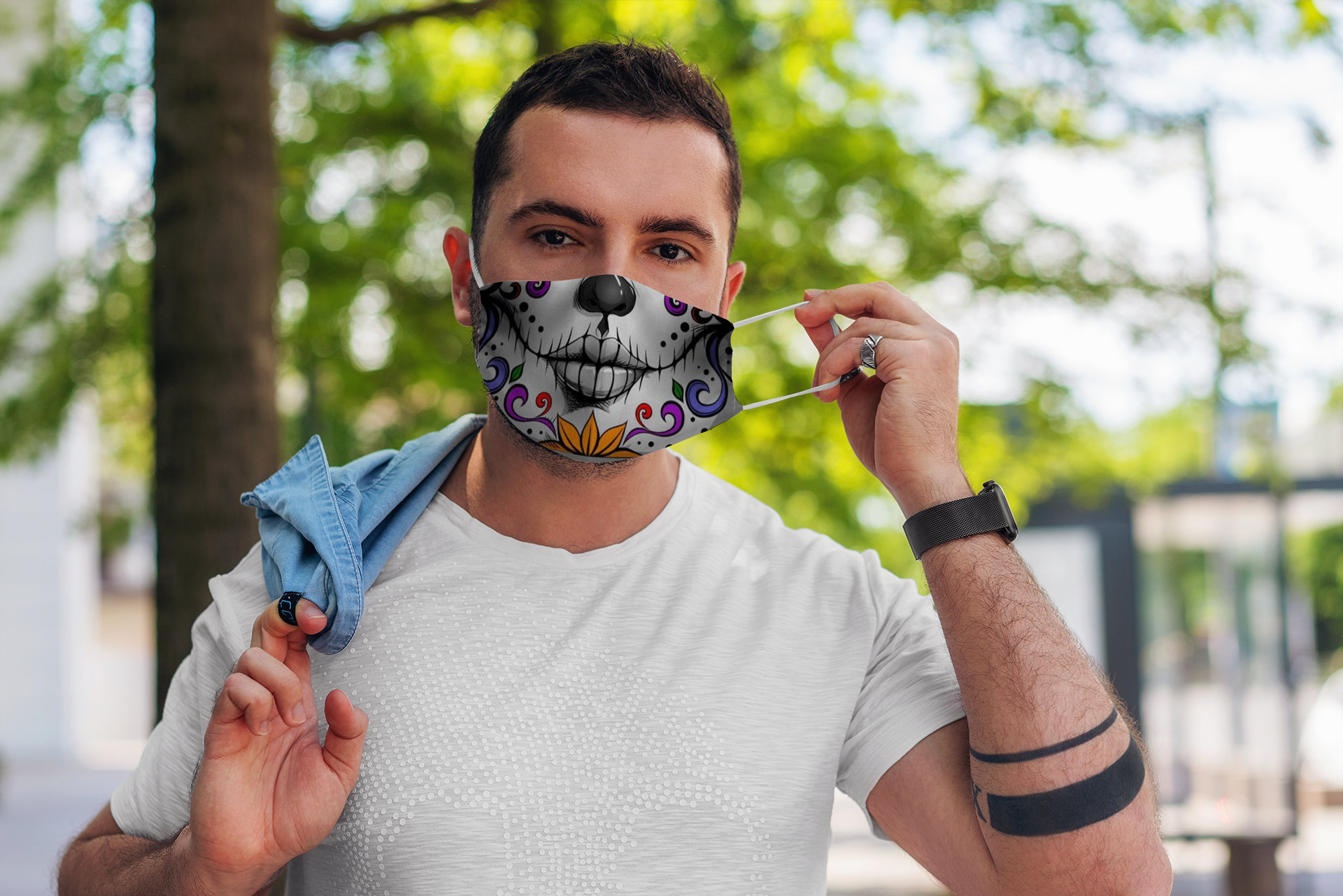 Sugar Skull Mexican Doll Face Day Of The Dead Face Mask