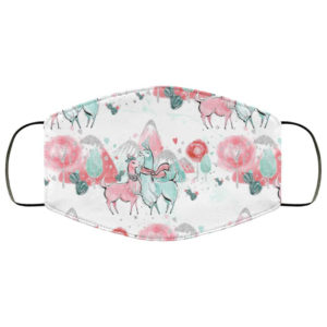 Watercolor Llama In Love Mountains Face Mask