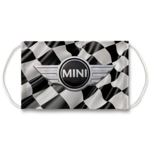Mini Cooper Mask Checkerboard Background Race Car Face Mask