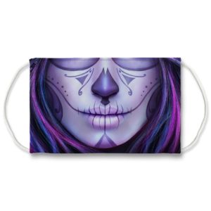 Sugar Skull Purple Mexico Mexican Doll Face Dia de los Muertos Face Mask