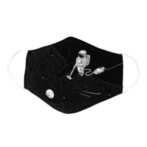 Astronaut Vacuuming Cleaning Space Stars Planet  Face Mask
