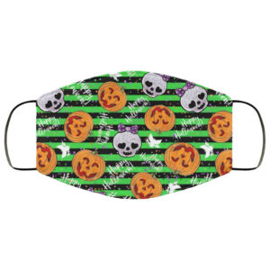 Green Pumpkin Girly Skull Halloween Face Mask