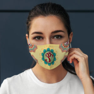 Beautiful Om Symbol Yoga Lover Yellow Mandala Design Face Mask