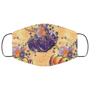 Rustic Purple Pumpkin Autumn Thanksgiving Blessed Thankful Gourds Halloween Face Mask