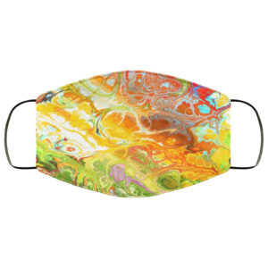 Fluid Paint Swirls Colorful Rainbow Pattern Autumn Marble Face Mask