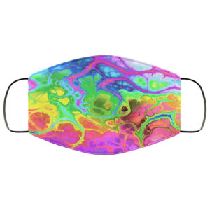 Fluid Paint Swirls Colorful Rainbow Pattern Neon Marble Face Mask