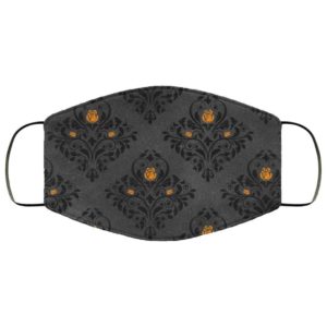 Vintage Halloween Face Mask – Black Orange Damask Autumn