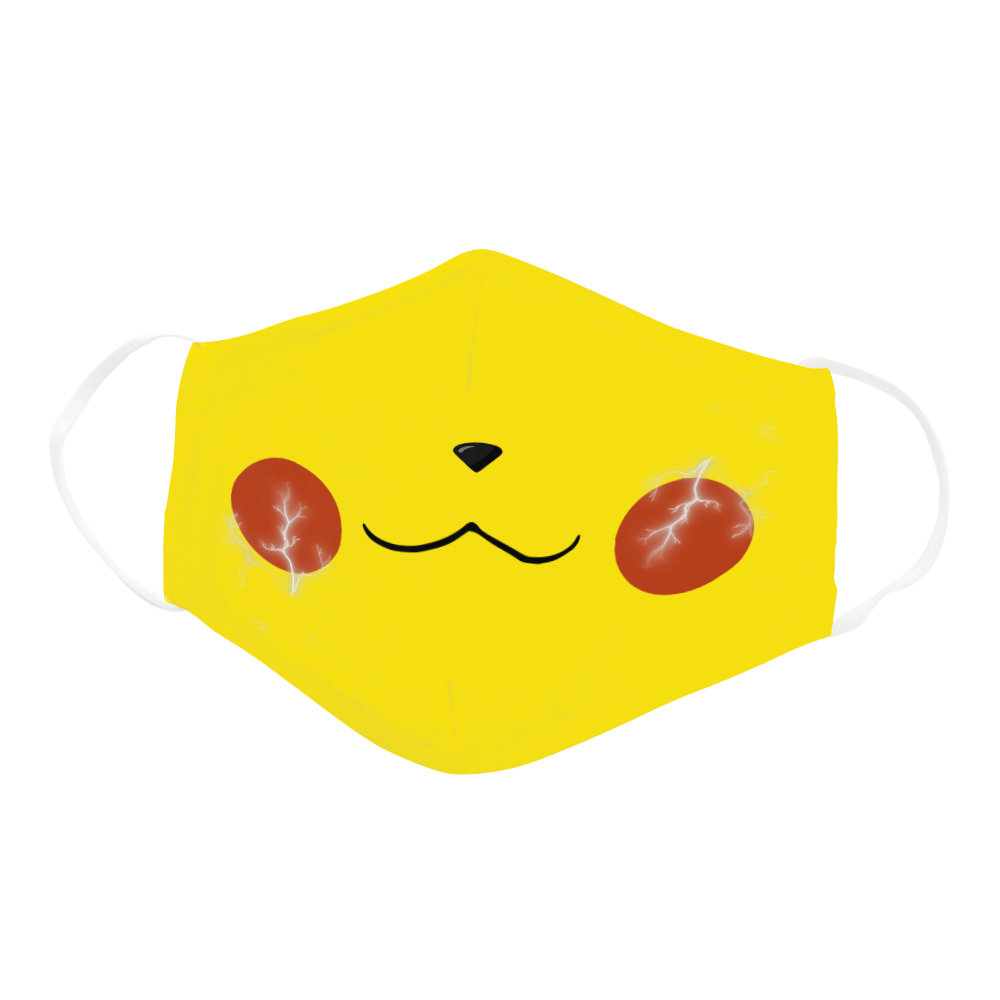 Cute Happy Yellow Electric Anime Character Gamer Nerd Geek Face Mask Cute Happy Yellow Electric Anime Character Gamer Nerd Geek Face Mask