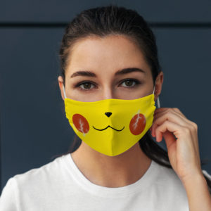 Cute Happy Yellow Electric Anime Character Gamer Nerd Geek Face Mask