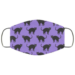 Purple Black Cat Halloween Face Mask – Trick or Treat Mask