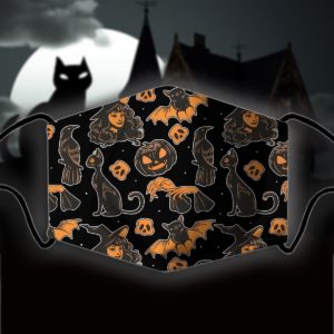 Black cat and witch face mask