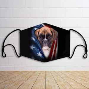 Boxer with american flag face mask