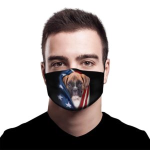 Boxer with american flag face mask