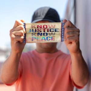 No Justice No Peace BLM Black Lives Matter Tie Dye Hologram Face Mask