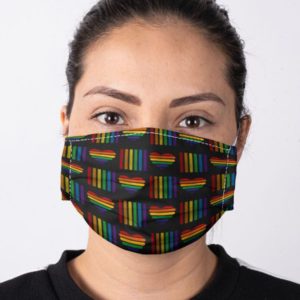 LGBT Rainbow Pride Equal Humanity Love is Love Rainbow Heart Face Mask