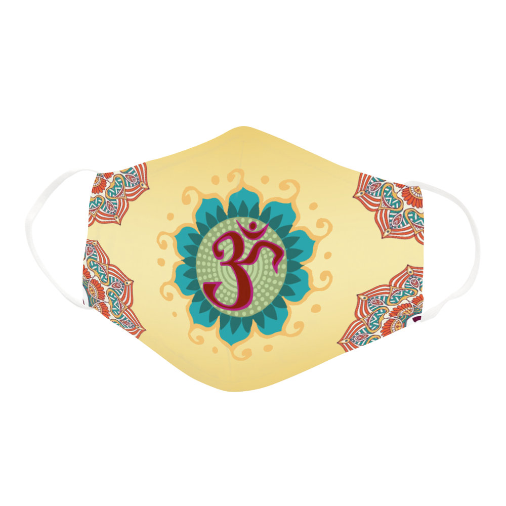 Beautiful Om Symbol Yoga Lover Yellow Mandala Design Face Mask Beautiful Om Symbol Yoga Lover Yellow Mandala Design Face Mask