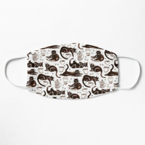 Gouache Black Cats And Coffee Face Mask