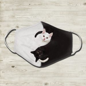 White And Black Cats Face Mask