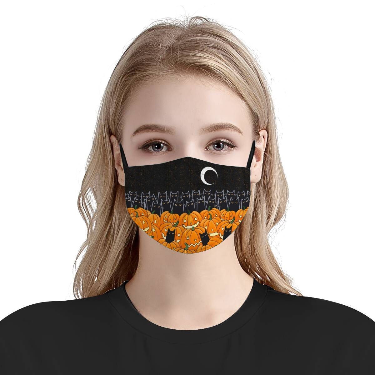 Cat and punpkins halloween face mask