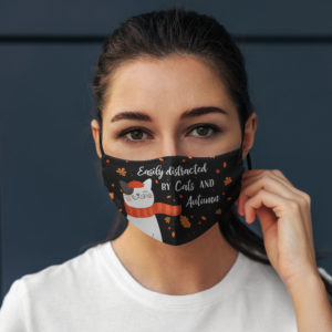 Easily Distracted By Cats And Autumn Face Mask