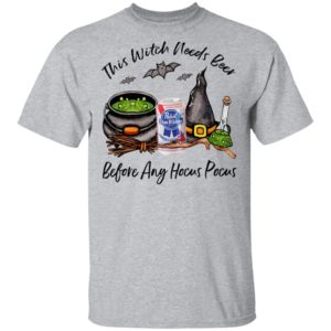 Pabst Blue Ribbon Can This Witch Needs Beer Before Any Hocus Pocus Halloween T-Shirt