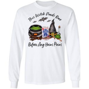 Pabst Blue Ribbon Can This Witch Needs Beer Before Any Hocus Pocus Halloween T-Shirt