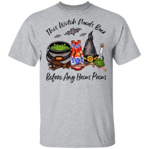 Pabst Blue Ribbon Bottle This Witch Needs Beer Before Any Hocus Pocus Halloween T-Shirt