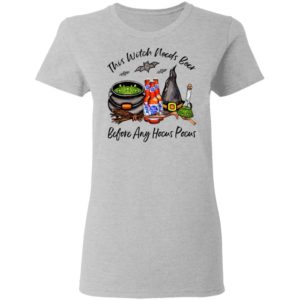 Pabst Blue Ribbon Bottle This Witch Needs Beer Before Any Hocus Pocus Halloween T-Shirt