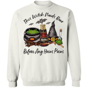 Modelo Negra Bottle This Witch Needs Beer Before Any Hocus Pocus Halloween T-Shirt
