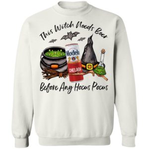 Modelo Chelada Can This Witch Needs Beer Before Any Hocus Pocus Halloween T-Shirt