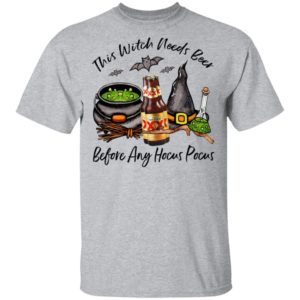 Dos Equis XX Amber Bottle This Witch Needs Beer Before Any Hocus Pocus Halloween T-Shirt