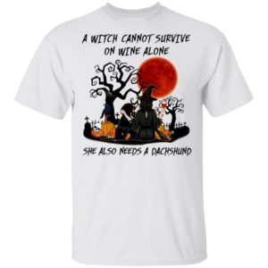 A Witch Cannot Survive On Wine Alone She Also Needs A Shih Tzu Halloween T-Shirt