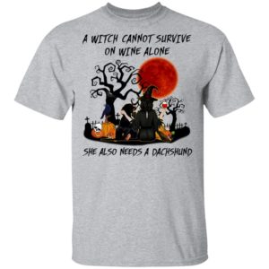 A Witch Cannot Survive On Wine Alone She Also Needs A Shih Tzu Halloween T-Shirt
