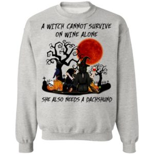 A Witch Cannot Survive On Wine Alone She Also Needs A Shih Tzu Halloween T-Shirt