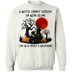 A Witch Cannot Survive On Wine Alone She Also Needs A Shih Tzu Halloween T-Shirt