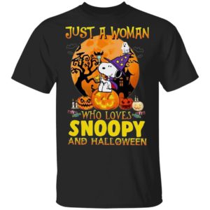 Just A Woman Who Loves Snoopy And Halloween T-Shirt