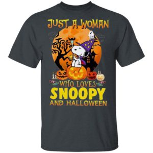 Just A Woman Who Loves Snoopy And Halloween T-Shirt