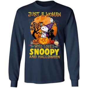 Just A Woman Who Loves Snoopy And Halloween T-Shirt